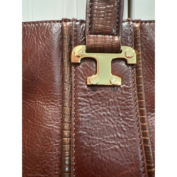 NWT Tory Burch Women's T Monogram-Embossed Nord Anniversary E/W Tote OS Brown - Picture 5 of 9
